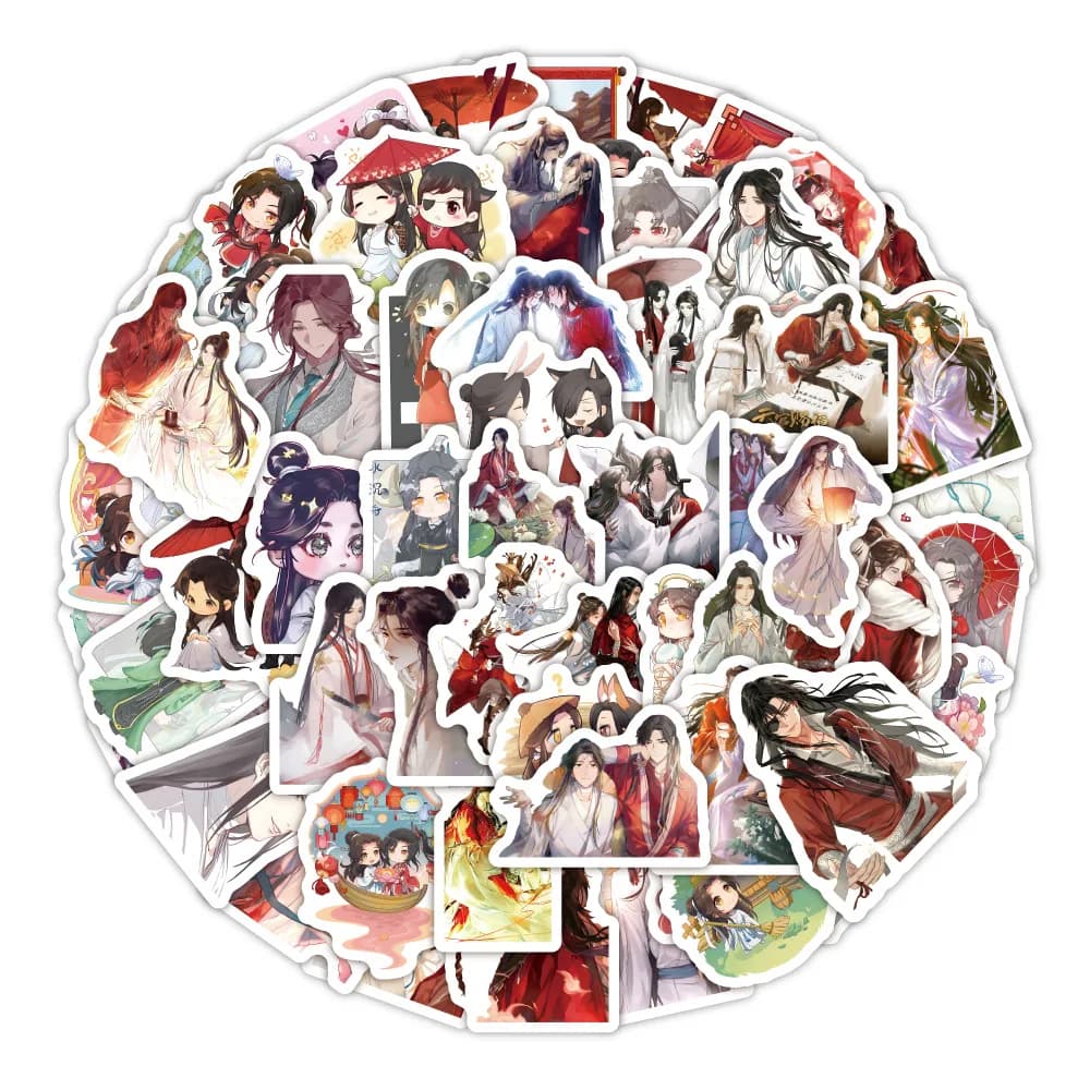 10/60PCS China BL Cartoon Animation Heaven Blessing Sticker For Luggage Laptop iPad Cup Phone Sticker Wholesale