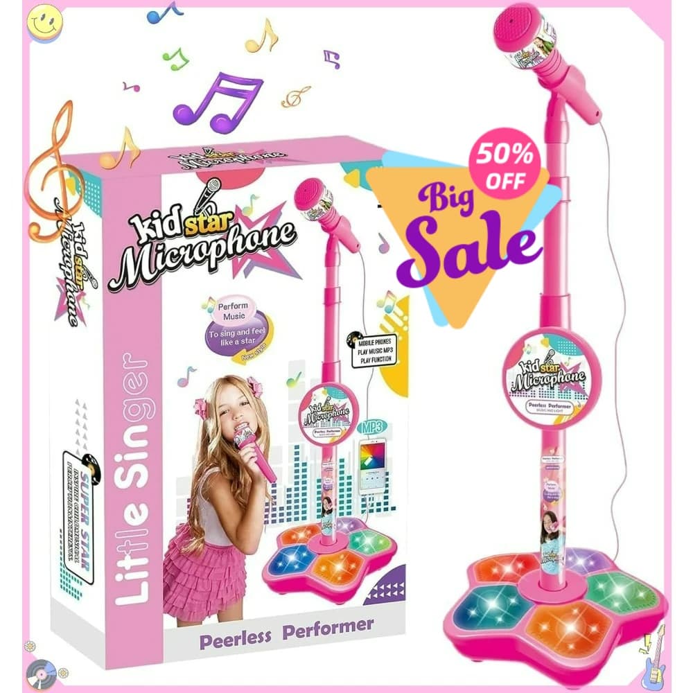 Kids Microphone Karaoke Toy with Adjustable Stand, Birthday Christmas Gift For Girl Boy, Children Party Pastime Karaoke Machine
