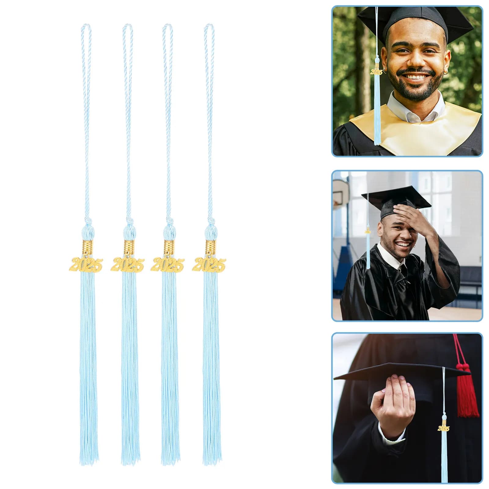 Set di 4 Ciondoli per Nappe da Laurea, Eleganti in Poliestere e Lega di Zinco, Accessori per Cappelli da Dottore, Forniture per la Laurea, Nappe per Laureati