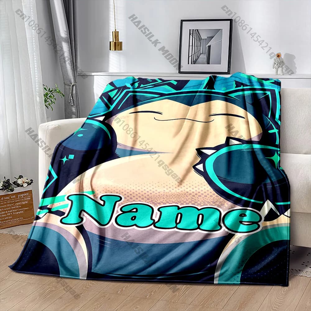 Coperta Personalizzata con Stampa Anime Giapponese Snorlax, Calda, Morbida e Confortevole per Casa e Viaggio, Copriletto per Divano, Regalo