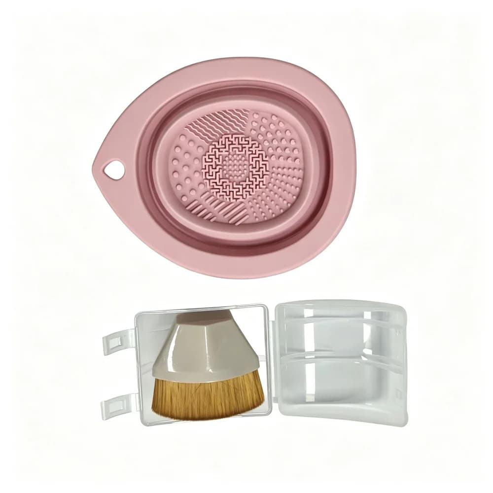 vvocci No-trace Foundation BrushCleaning Bowl Set Foundation Brush Non-absorbent Silicone Folding Makeup Tools