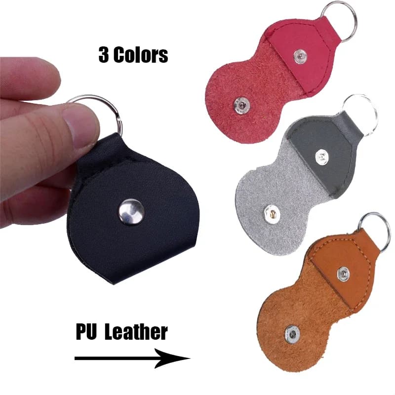 30 pcs guitar picks case coin purse Black Faux Leather Key Chain Style Guitar Picks Holder Plectrums
