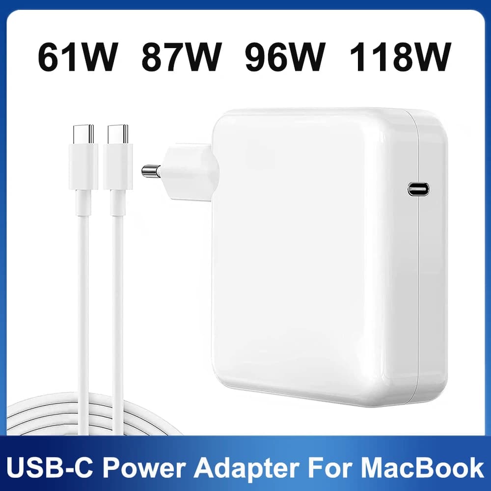 PD 30W 61W 87W 96W adattatore di alimentazione per caricabatterie USB C per MacBook Pro 16, 15, 13 pollici, New Air 13 pollici 2020/2019/2018, funziona con tipo C