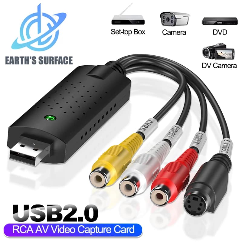 Adattatore scheda di acquisizione audio video USB 2.0 da USB 2.0 a RCA VHS TV DVD VCR acquisizione video convertitore da VHS a digitale per Mac PC TV DVD