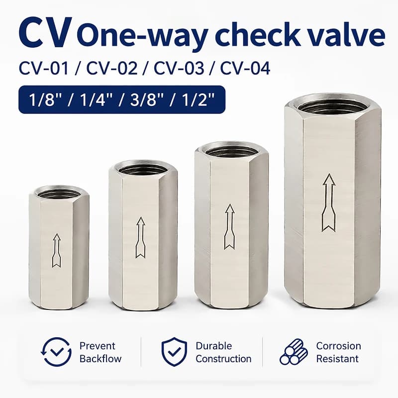 1PCS Stainless Steel Female Thread Pneumatic One-way Check Valve CV 1/8" 1/4" 3/8" 1/2" Inline Non Return for Air Water Fluid