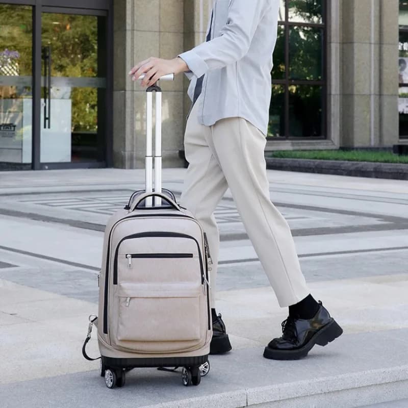 Wheeled Backpack Casual Travel Bag Business Backpack Large Capacity Luggage Spinner Wheels Pull Carry Password Lock