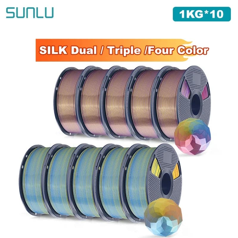 3D Printer Filament SUNLU 10KG SETA/Double/Triple/Quattro Color Coil 1,75 mm 1000 g (2.2 pounds) Filament ordered for most FDM printers