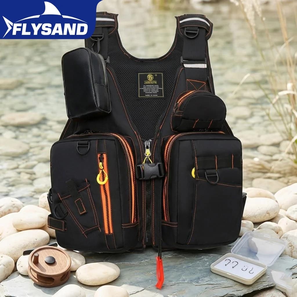 Giubbotto da Pesca Galleggiante Leggero con Tasche Multiple per Attrezzatura di Sicurezza Outdoor e Pesca Ricreativa