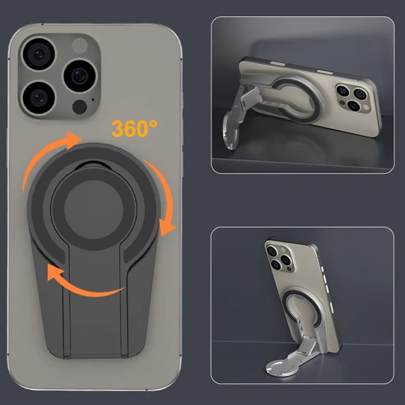 Supporto magnetico pieghevole universale per telefono Supporto da tavolo girevole magnetico bifacciale per iPhone Supporto per auto Samsung MagSafe