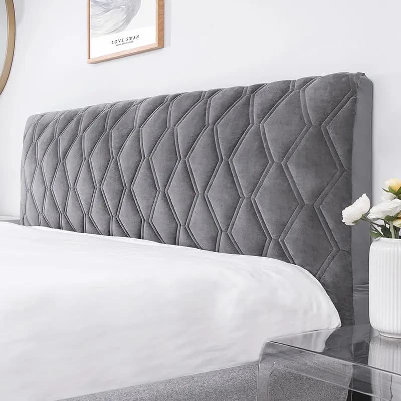 Super soft and smooth all-inclusive quilted head cover Velvet head cover thickened cover dust protection for the back of the bed in solid color