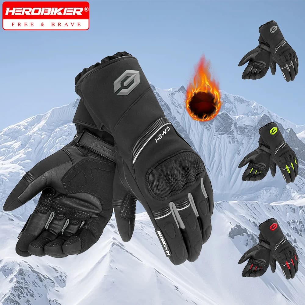 Winter Motorcycle Gloves Winter Warm Gloves Waterproof Warm Riding Gloves Touchscreen Full Finger Gloves Motorcycle Equipment