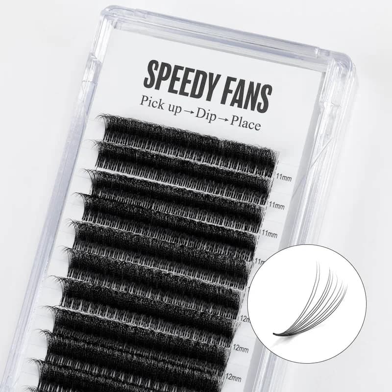 SENSE LASHES 10D Speedy Promade Fans Ultra Matte Black 12 Rows 960 Fans Pointy Base Premade Volume Fans Eyelash Extensions