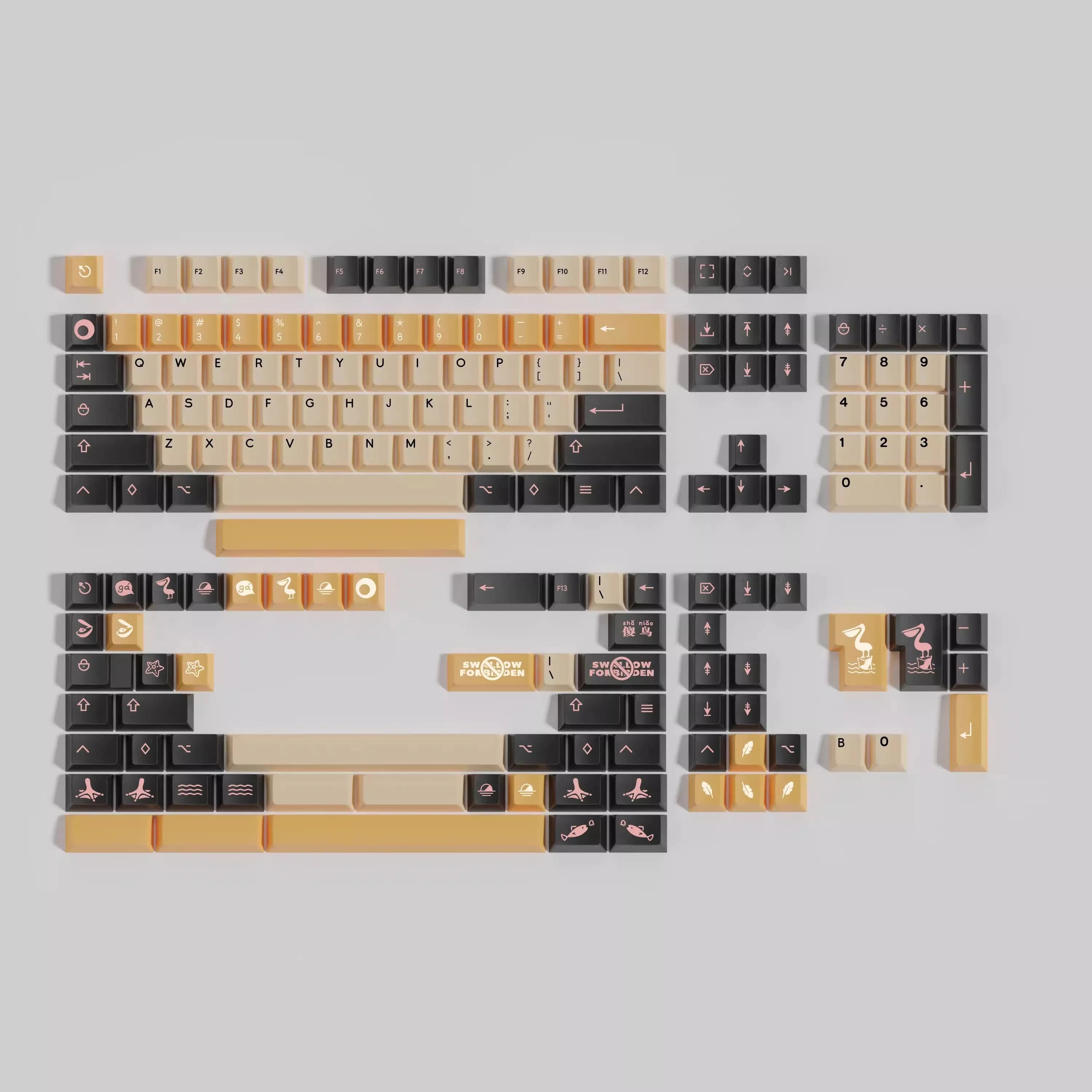 PBT Pelican Copritasti a sublimazione della tintura Profilo Cherry per Cherry MX Switch Tastiera meccanica 2.25U 2.75U Barra spaziatrice divisa