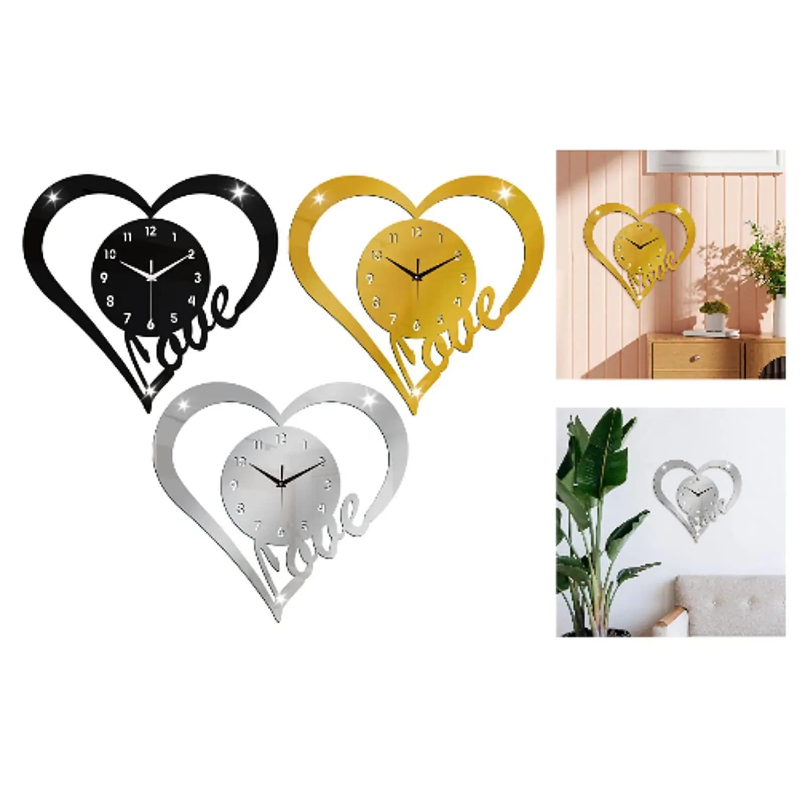 Heart Shaped Wall Clock, Quiet Gift, Hanging Decoration, Home Clock, Love, For School, Anniversary, Wedding, Christmas, Bathroom