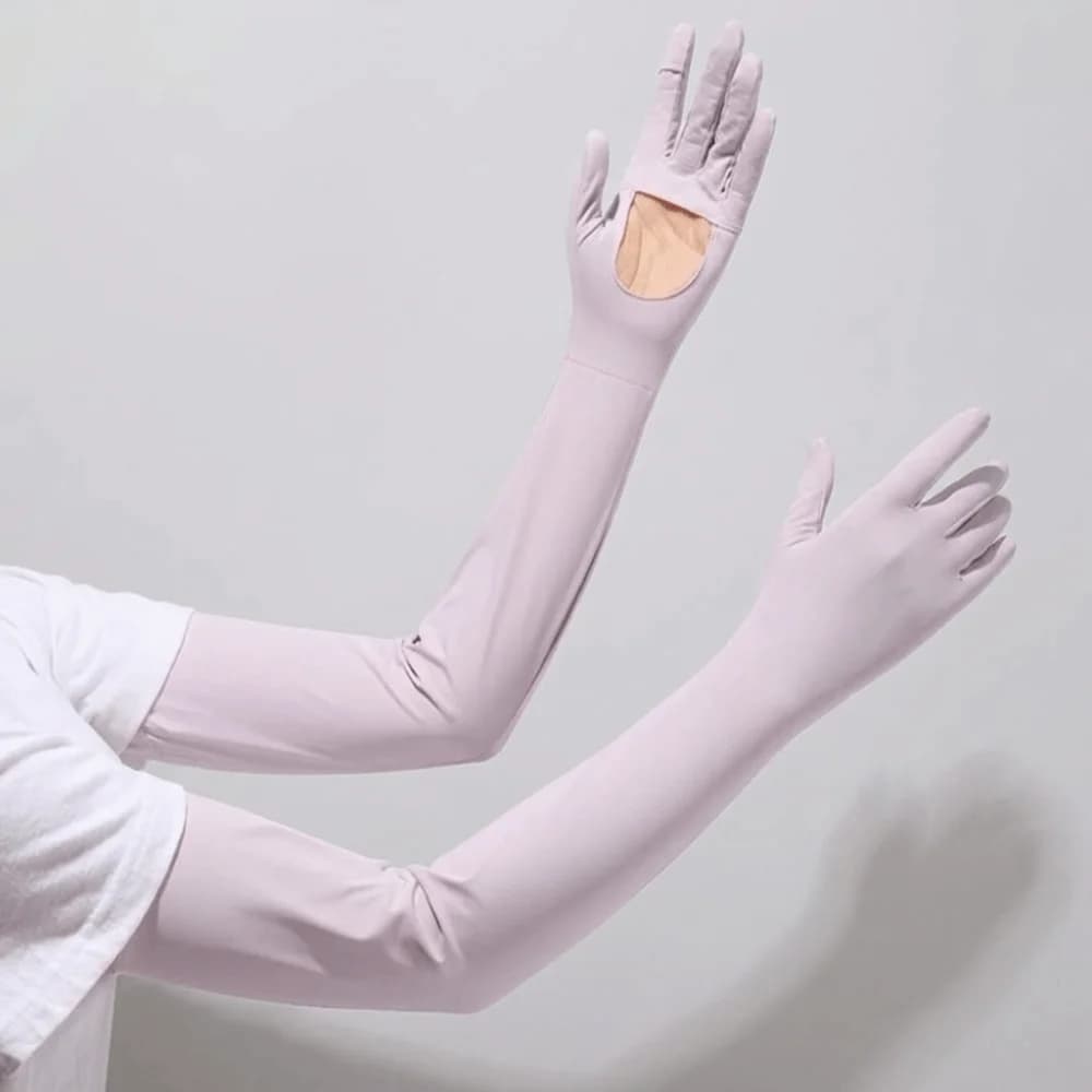 Guanti sottili a manica lunga tinta unita con protezione solare, guanti con protezione UV, ad asciugatura rapida, rinfrescanti, copribraccio estivi per la pesca