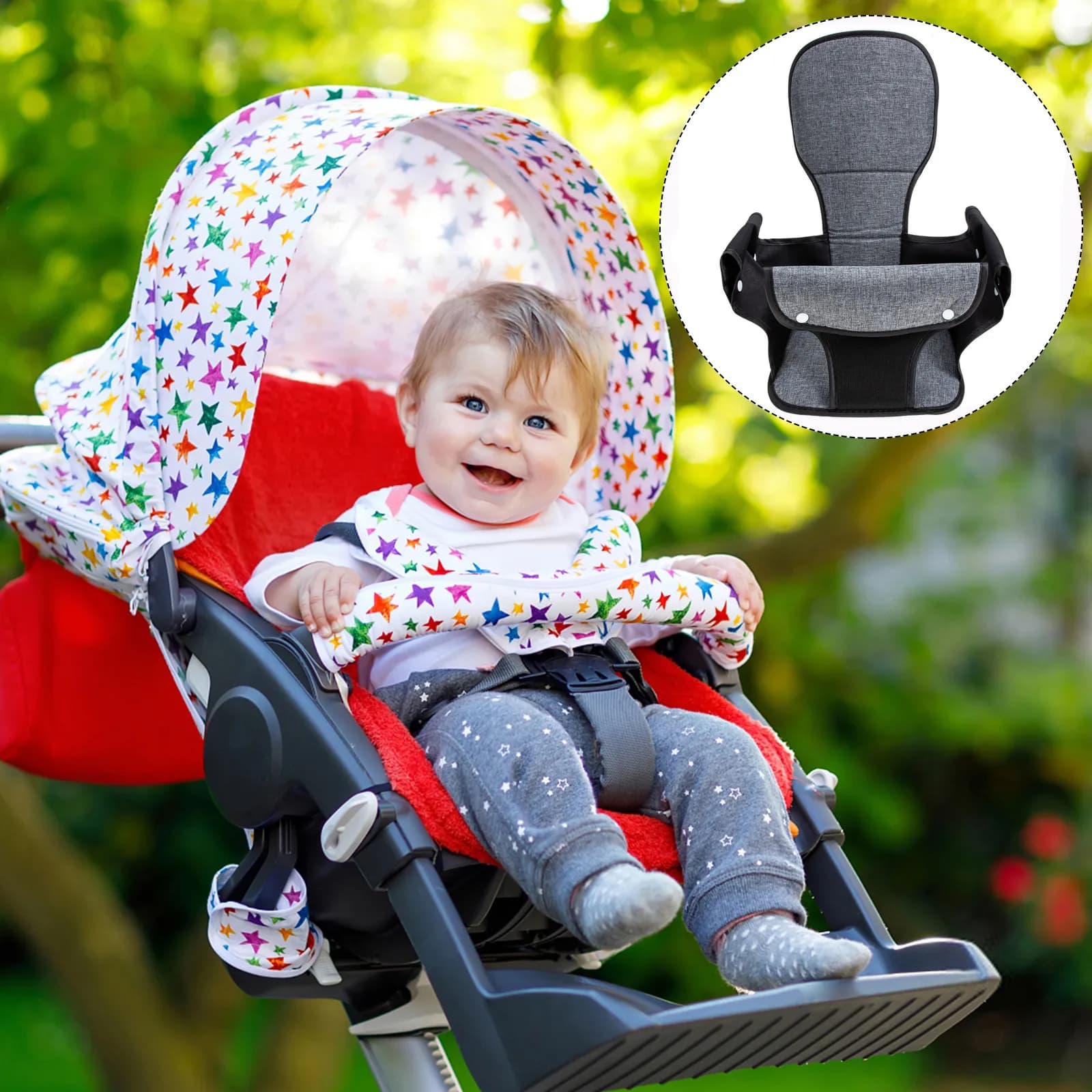 Cuscino universale per passeggino, inserto per seggiolino auto, imbottitura morbida e traspirante in spugna per supporto di sicurezza nel seggiolone