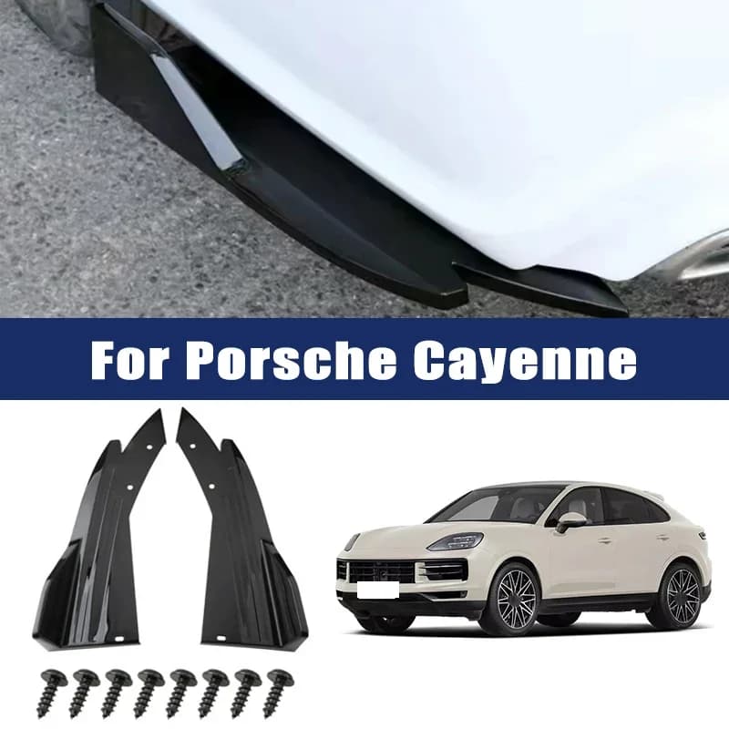2pcs Car Rear Bumper Spoiler Lip Carbon Fiber Wing Trim Anti-crash Diffuser Side Skirt Wrap Angle Splitter For Porsche Cayenne