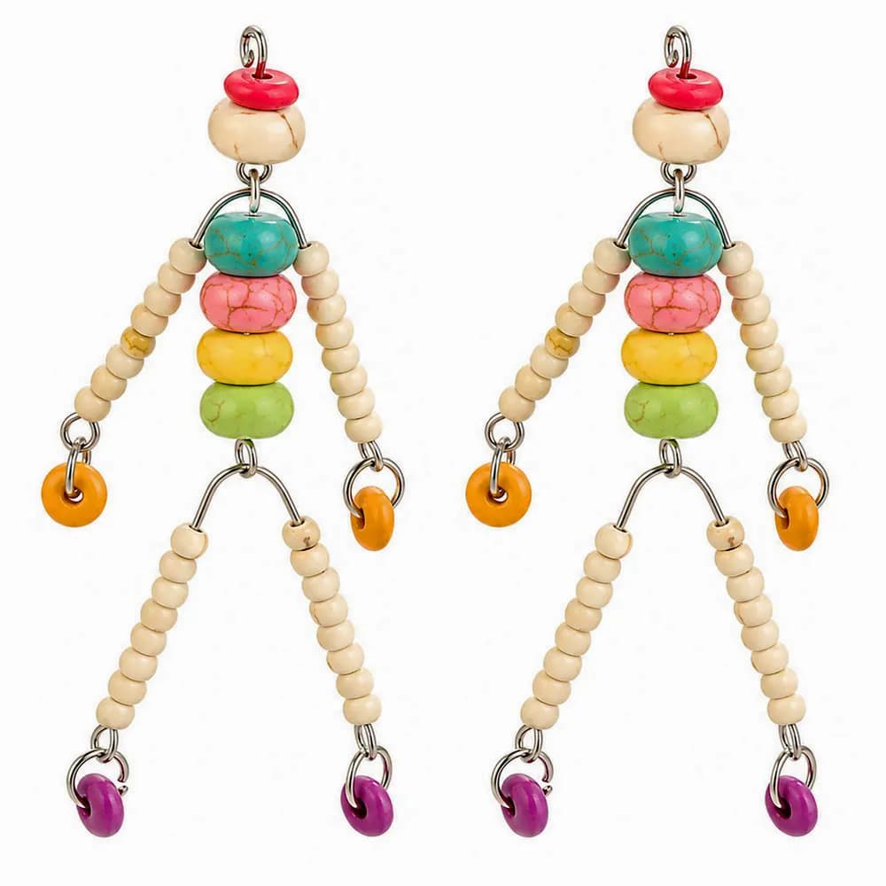 4pcs Boho Handmade Movable Beaded Figure Charms Pendant for Keychain Earring Bag Charm Craft Jewelry Making Supplies Wholesale