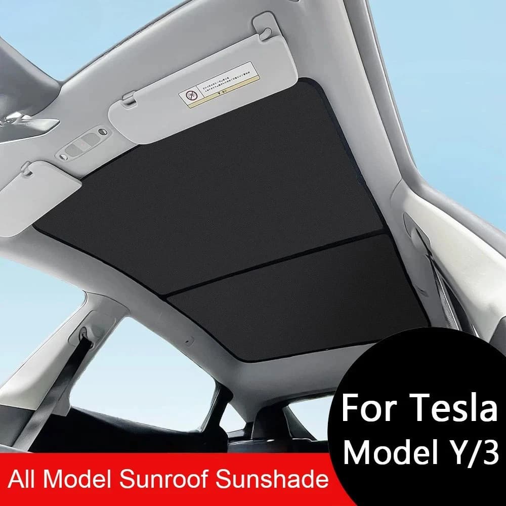 2 Pezzi Tendine Parasole in Tessuto Ghiaccio con Fibbia per Tetto in Vetro Anteriore e Posteriore Tesla Model 3/Y/3 Highland/Y Juniper