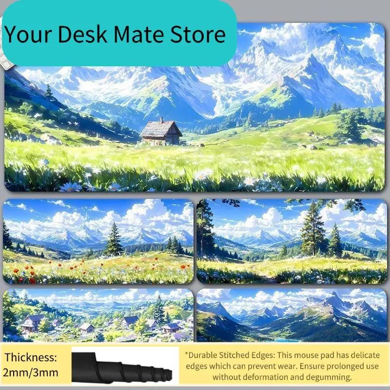 Tappetino per mouse extra large con paesaggio caldo e rilassante, fresco e carino, per e-sport, gaming, ufficio, tastiera del computer, antiscivolo.