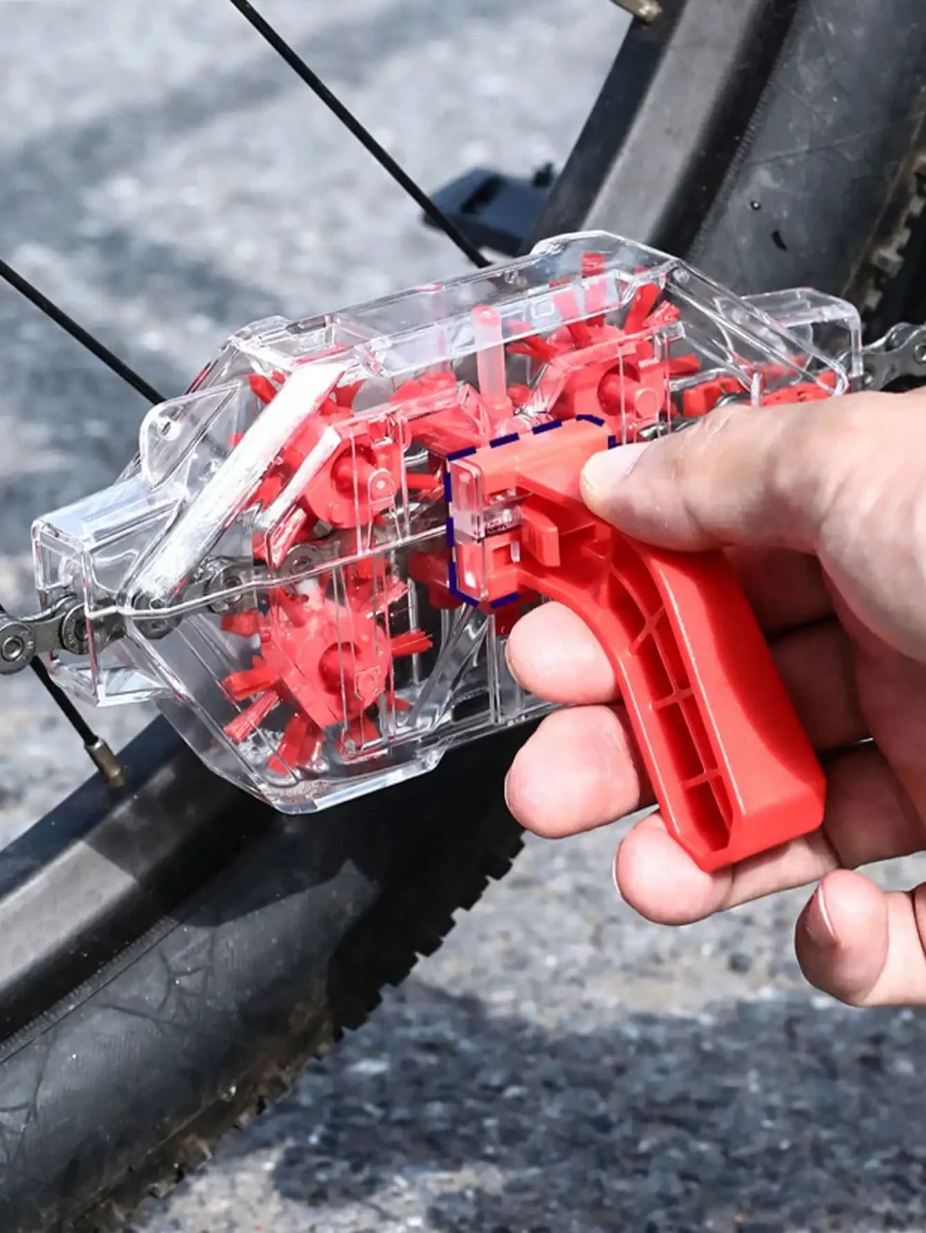 1pc detergente per catena per bicicletta Mountain Road Bike visualizzazione trasparente detergente per catena ad immersione strumento per la pulizia dell'inquinamento da olio
