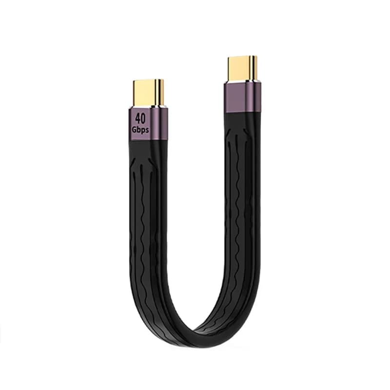 Cavo dati portatile USB4 da 40 Gbps da C a C Cavo corto FPC piatto sottile a ricarica rapida da 100 W per laptop Power Bank per telefono cellulare