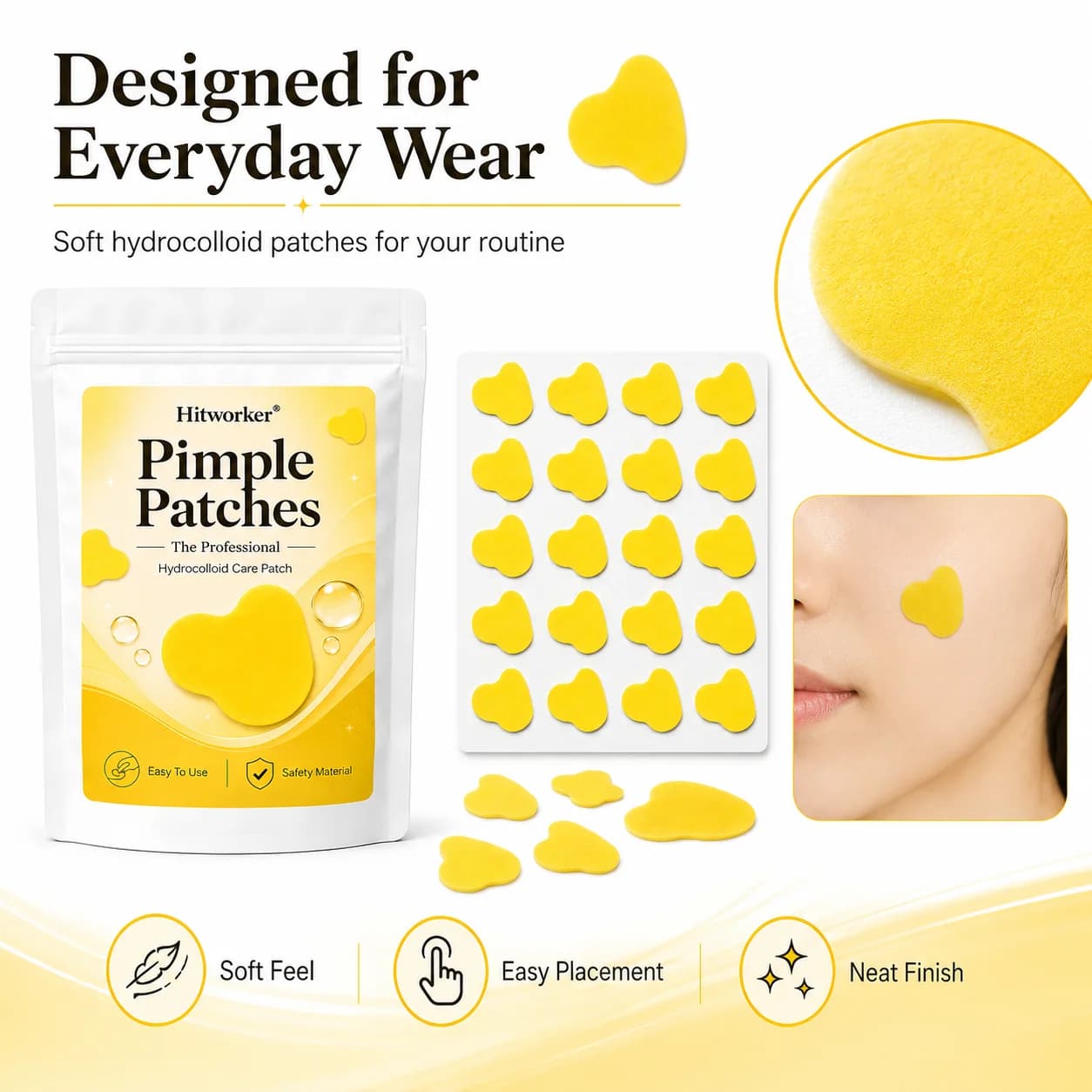 40/100PCS Hydrocolloid Patch Set for Daily Skin Care, Soft Feel, Easy Placement, Portable Pack for Home, Travel & Night Routine