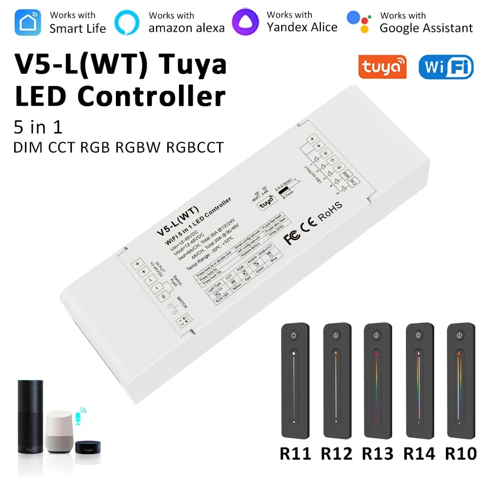 RGB LED Strip Control Unit RGBW RGBCCT Tuya Smart Life Single Color Dimmer 12V 24V 36V 48V RF 2.4G Wifi Touch Remote Controller