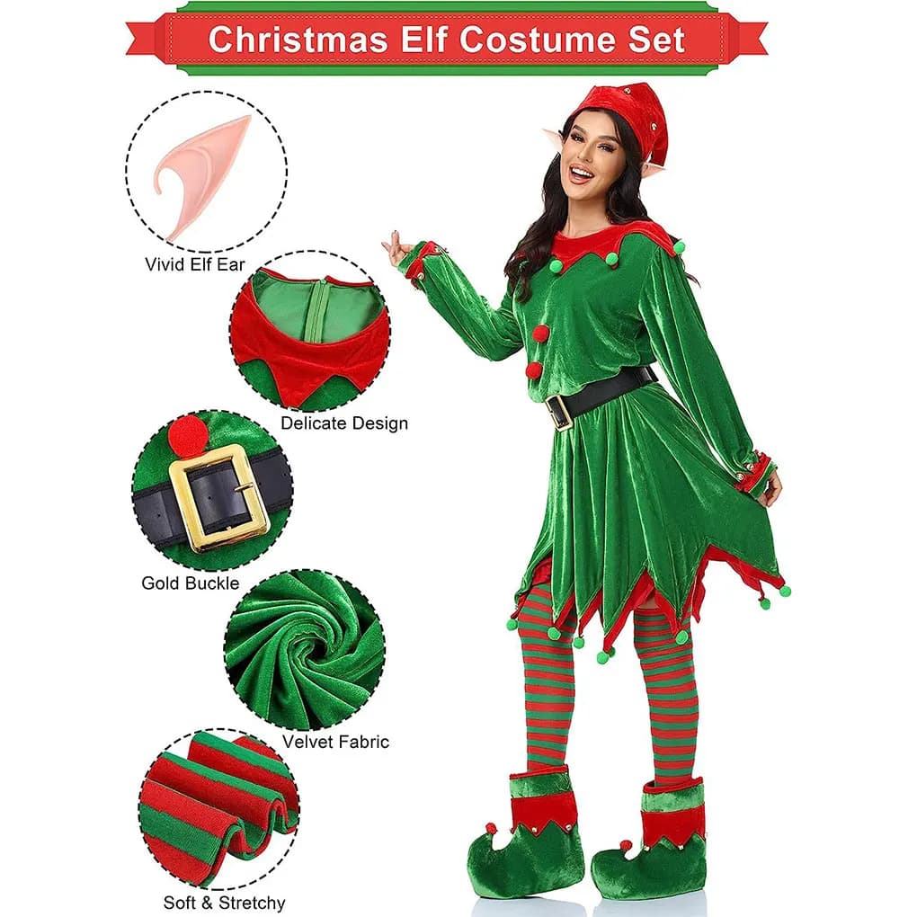 Costume natalizio per ragazzi Classico e riutilizzabile Vestito da Babbo Natale Facile da pulire e riutilizzabile Poliestere verde S