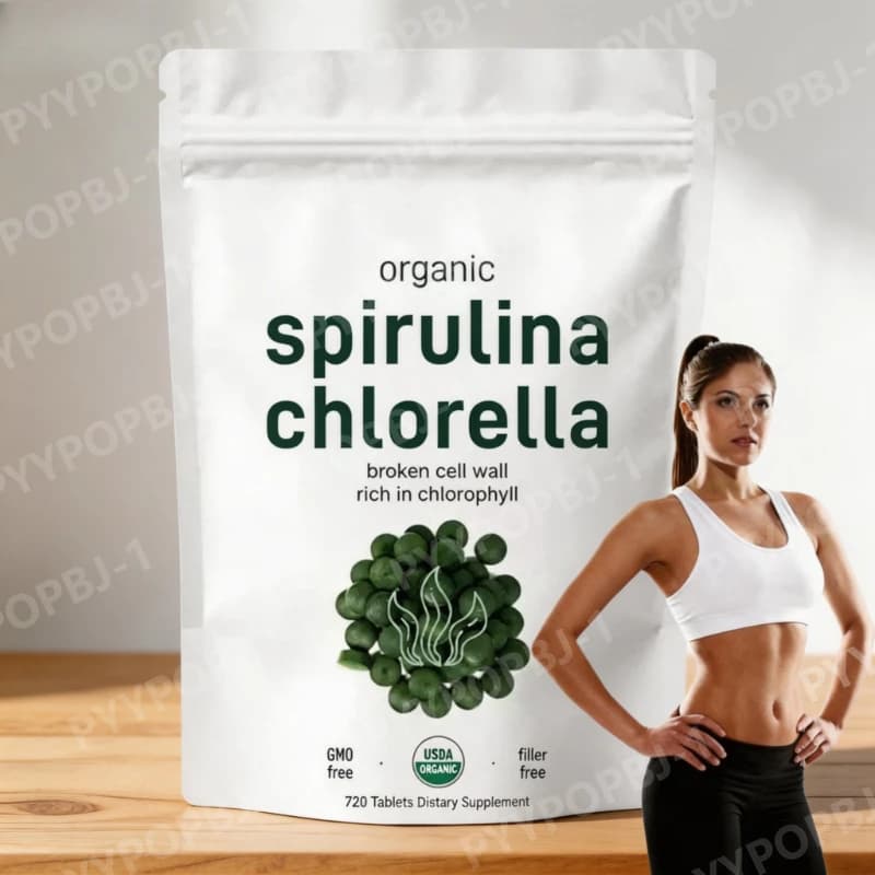 Compresse di Spirulina e Clorella Biologiche per Adulti, 3.000mg per Porzione, 720 Compresse, Miscela Superfood Ricca di Proteine Vegane