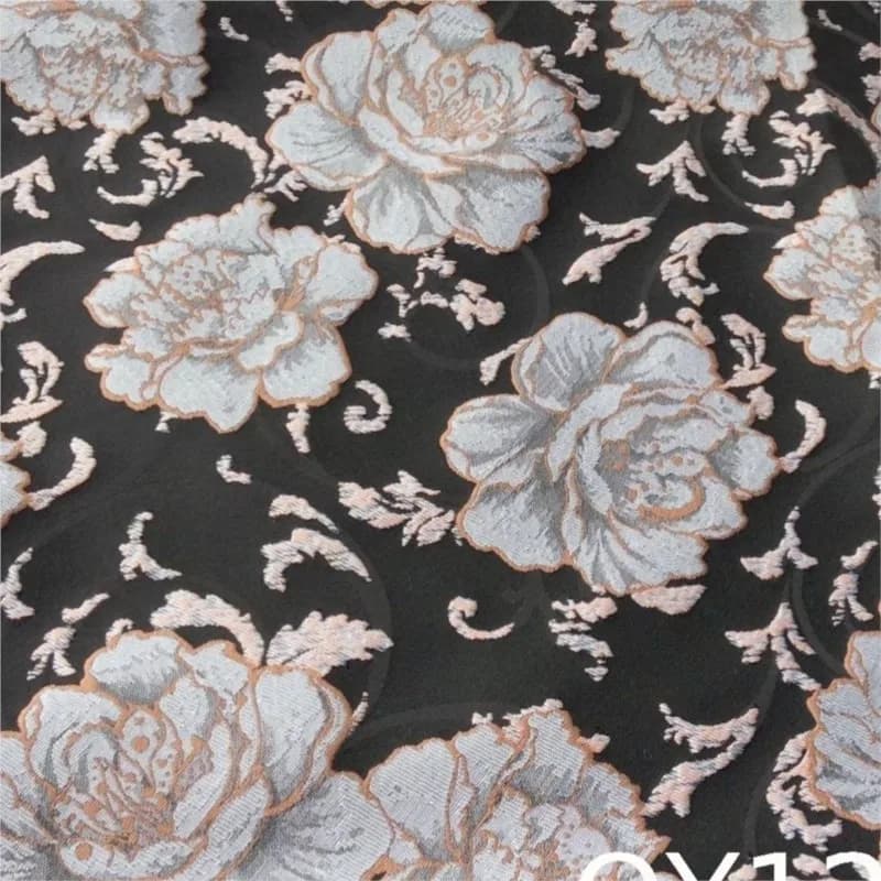 Embossed floral jacquard fabric with elegant woven for women's shoes and bags