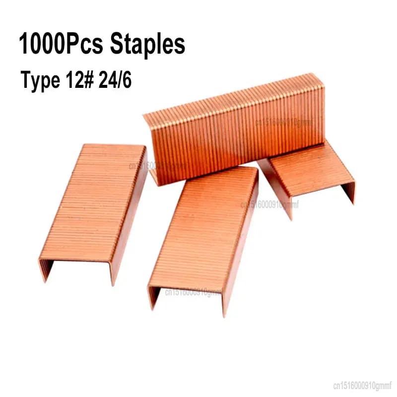 Set da 1000 pezzi in metallo 12 # 24/6 graffette color oro rosa Accessori per ufficio Cancelleria scolastica Forniture per rilegatura