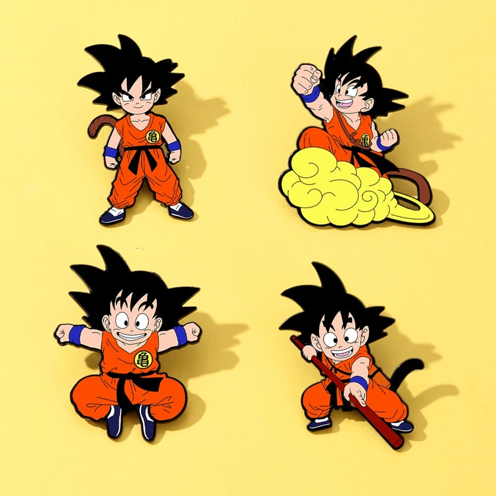 4 Pezzi Spilla in Smalto Anime Dragon Ball Z Son Goku, Distintivo Personaggio Cartone Animato, Spille per Zaino e Abbigliamento, Gioiello Regalo