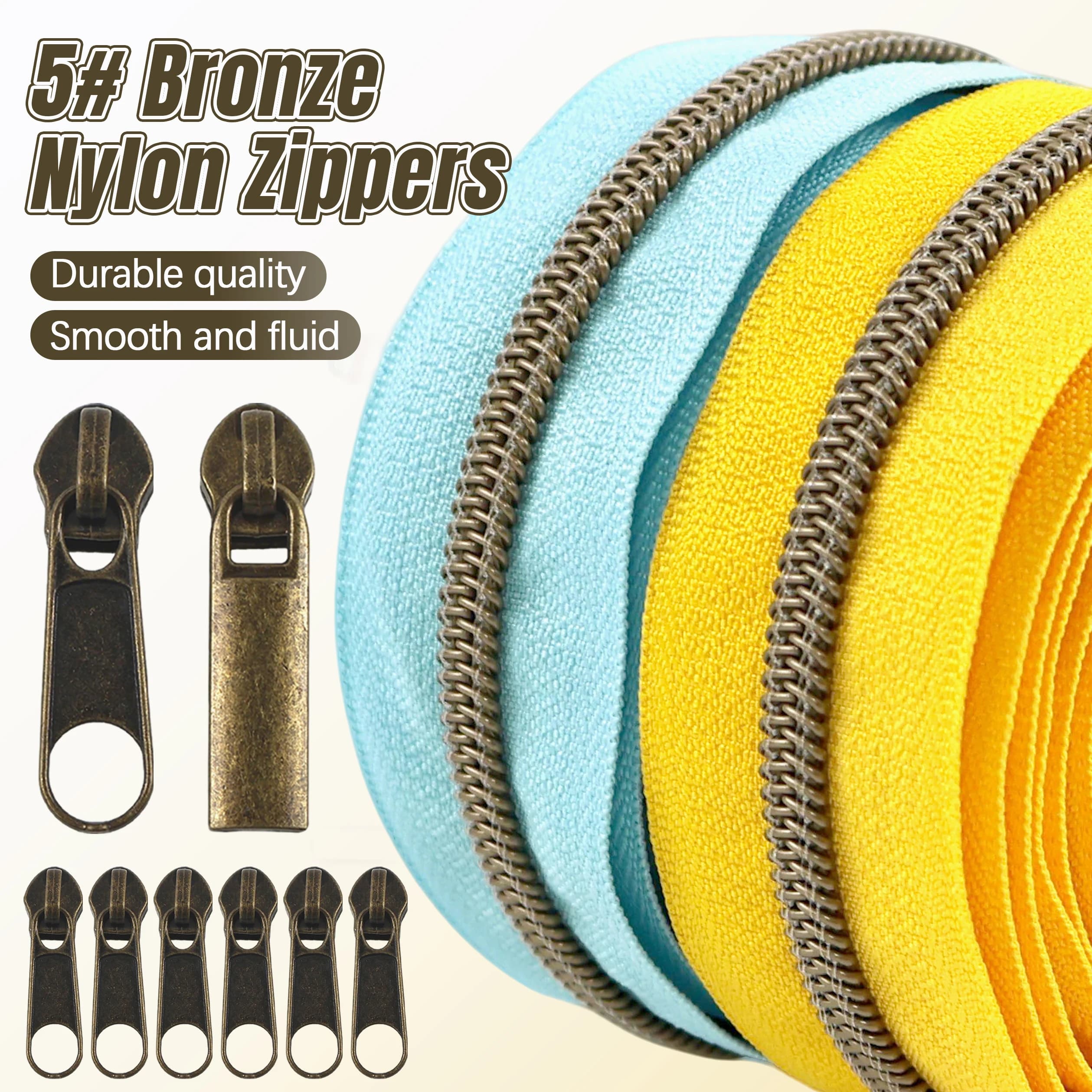 2/5/8/10M Meetee 5 # Nastro per Cerniere in Nylon, Cursore per Cerniere, Cerniere Decorative per Abbigliamento, Chiusure per Zaini, Kit di Riparazione Cerniere, Accessori per Cucito Fai-da-Te