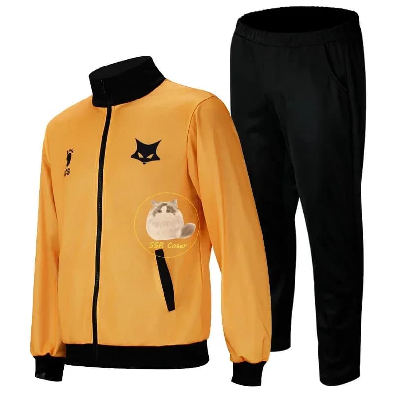 25COSAnime Haikyuu Cosplay Karasuno Costumi High School Pallavolo Club Uniforme Abbigliamento sportivo Giacca oversize Nero 2 pezzi Cappotto Pantalone
