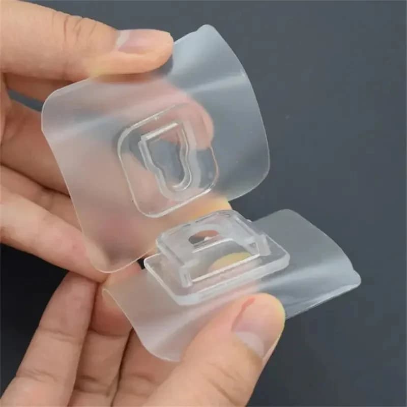 Ganci Adesivi Trasparenti a Doppia Faccia con Ventosa per Cucina e Bagno, Supporti per Prese e Cavi