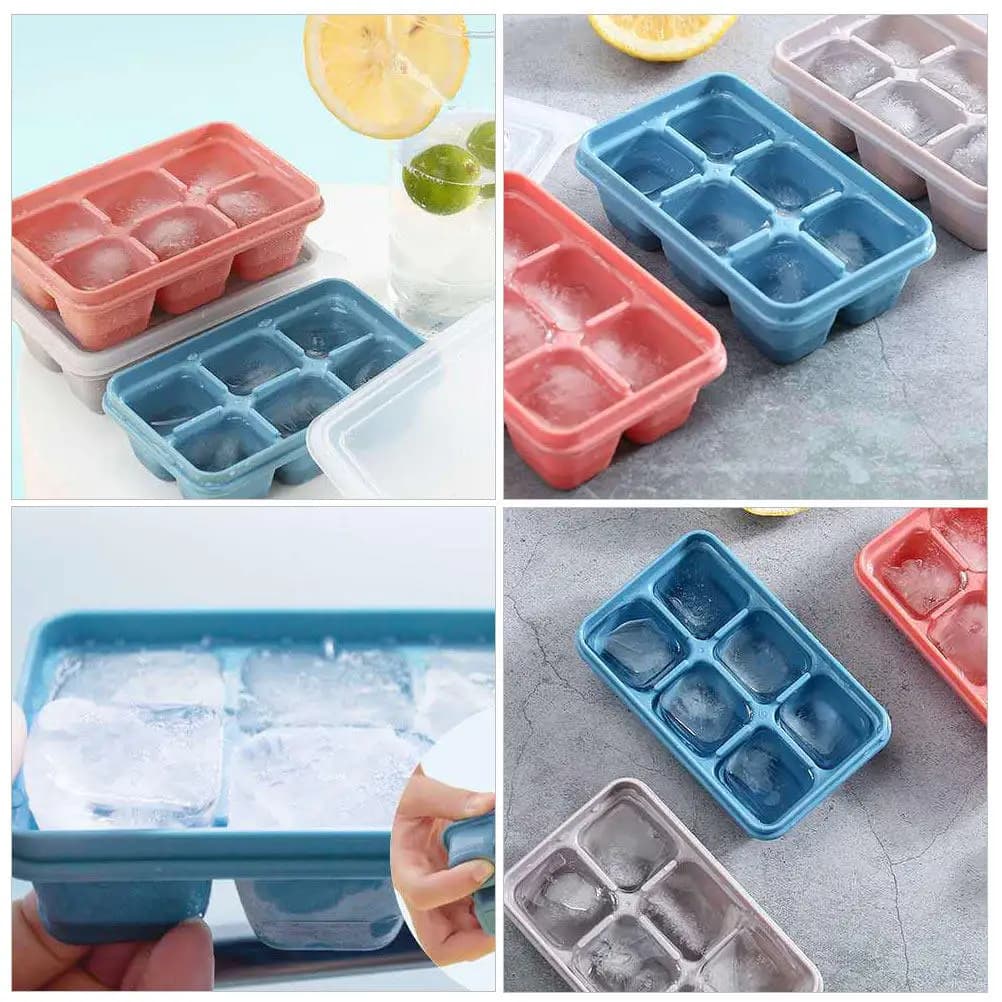 Set di 3 Stampi per Cubetti di Ghiaccio in Silicone con Coperchio, Riutilizzabili, Senza BPA, Rettangolari, per Casa, Bar, Feste, Facili da Pulire, Resistenti al Congelamento, per Cucina