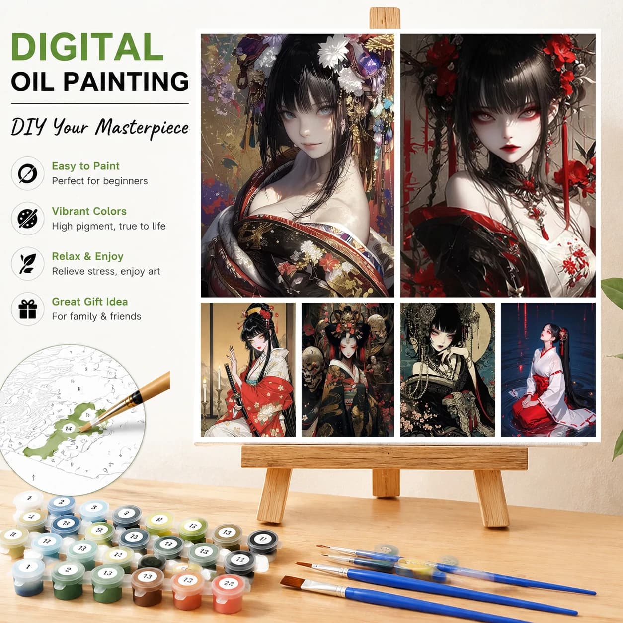 Acrylic Paint By Numbers Sexy Kimono Woman Painting By Numbers on Canvas Coloring By Number for Adults Paint Digital Art