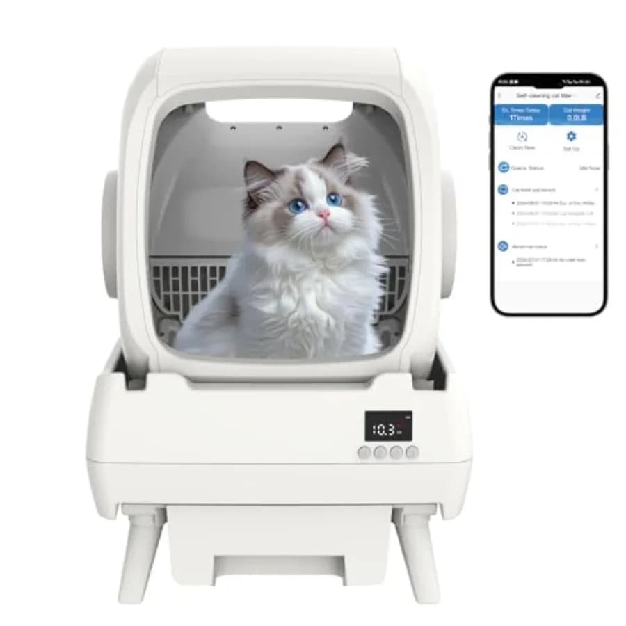 Lettiera Automatica per Gatti con Pulizia Automatica, Controllo Tramite App, Registrazioni, per Gatti di Taglia Media e Gattini, Sicurezza Anti-Pizzicamento, Funzionamento Silenzioso