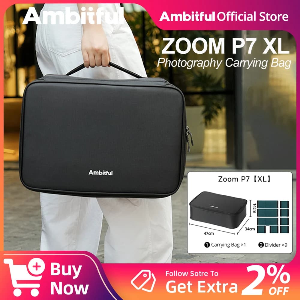 Ambitful ZOOM P7II XL Travel bag for photography Travel bag for camera lens DLSR Drone DJI GODOX Osmo 360 X5 X4 Ace Pro 2 GoPro