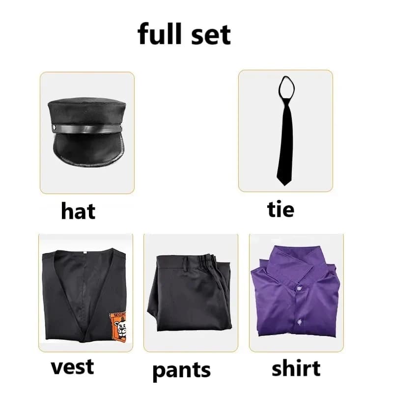 A;3\v,7'd/Guy William Afton Cosplay Costume Fnaf Five Nights Movie Hat Purple Shirt Vest Pants Halloween Party Clothesx;4'v\7,h/