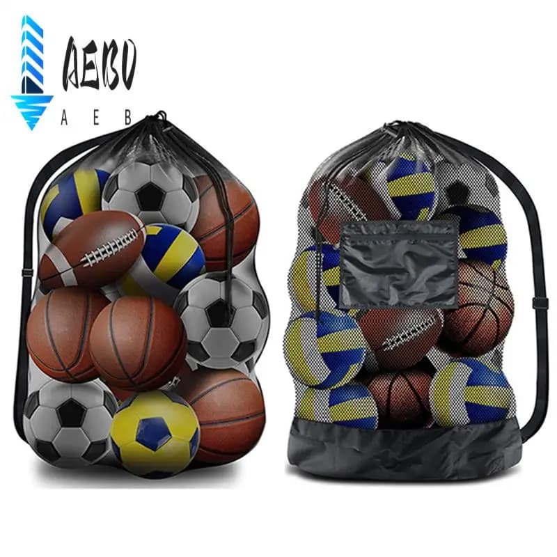 AEB0-Borsa extra grande in rete da basket e pallavolo. Utilizzato per riporre attrezzature per basket, pallavolo, baseball e nuoto.