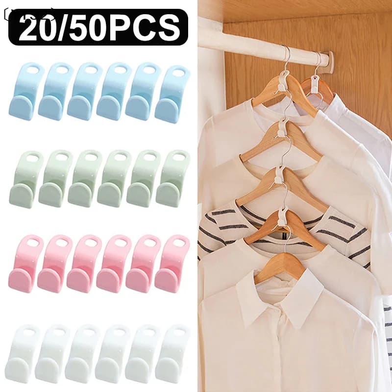 20/50pcs Clothes Hanger Connector Hooks Cascading Hanger Space Saver Wardrobe Coat Organizer Extendable Hanger Holder〔YY32〕