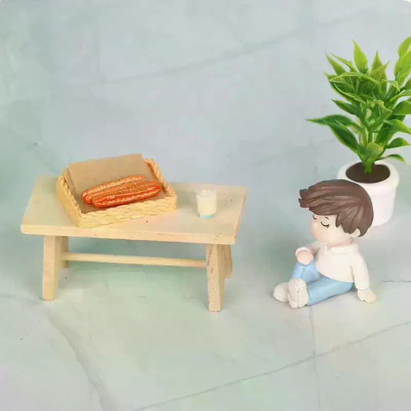 5Pcs Doll House Kitchen Accessories Miniature Ornaments For Dollhouse Soy Milk And Fried Dough Sticks Set Pretend Play Toy Model
