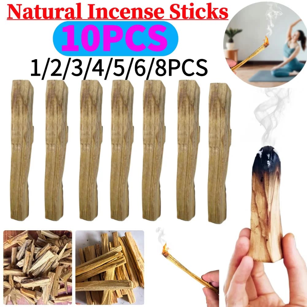 1-10Pcs Palo Santo Natural Incense Sticks Wooden Smudging Stick Aromatherapy Burn Wooden Sticks Purifying Healing Stress Relief