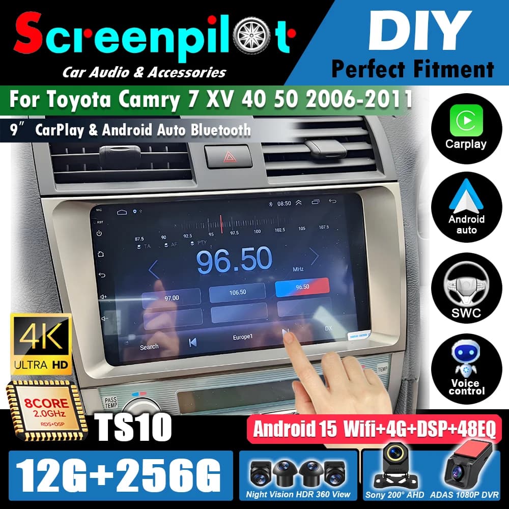 Carplay 2 Din For Toyota Camry 7 XV 40 50 2006 2007 2008 2009 2010 2011 Android 16Car Radio Multimedia Video Player Stereo WiFi