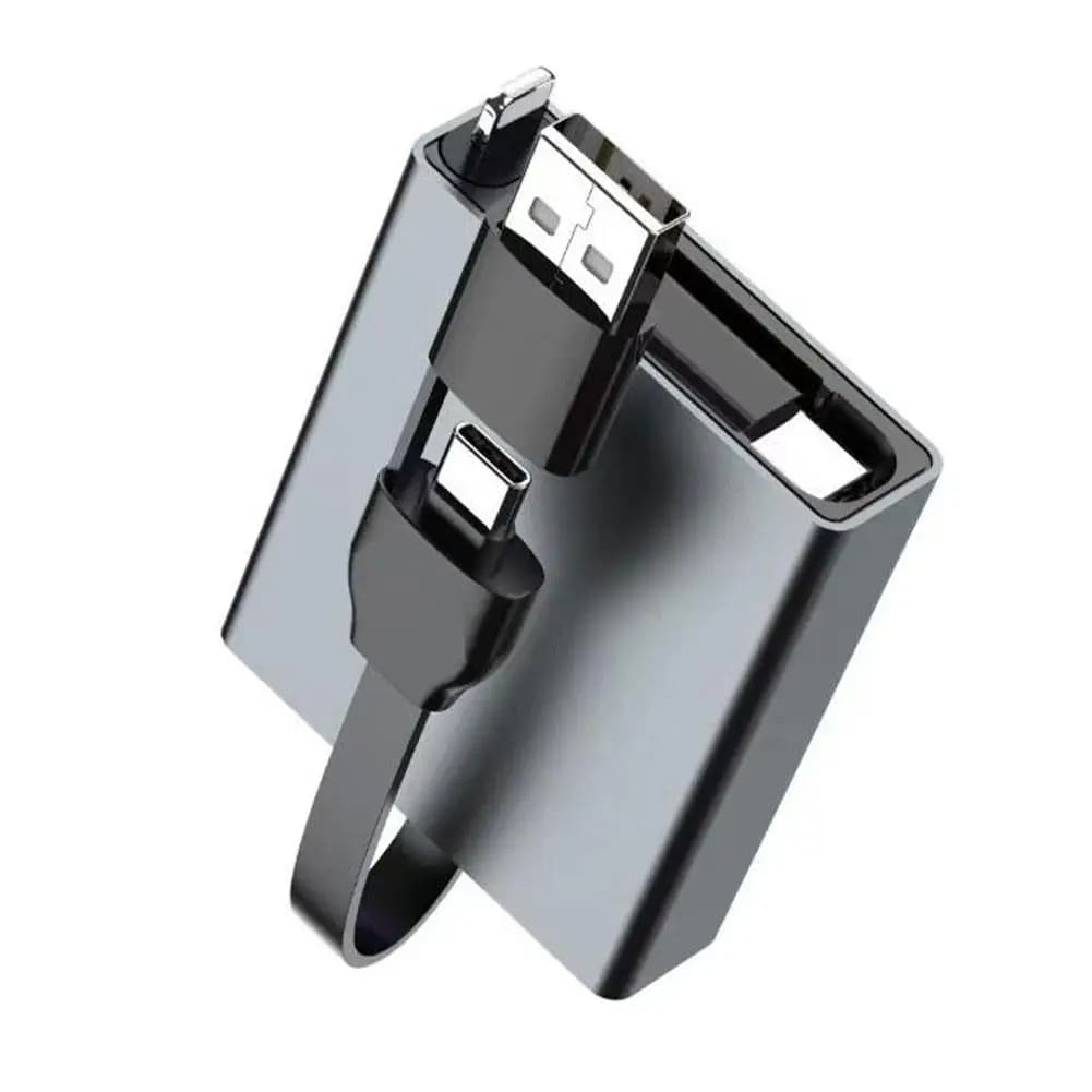 For Arrival Telescopic USB Cable Type C 66W PD 4 In 1 Data Cable Fast Charging Retractable For IPhone Samsung Mobile IPad Laptop