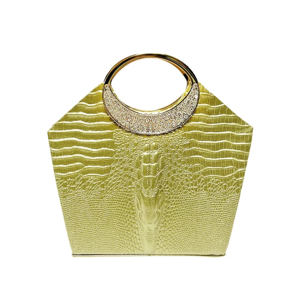 crocodile pattern handbag, high-end rhinestone banquet bag, fashion dress bag, chain bag, versatile diamond-encrusted bag