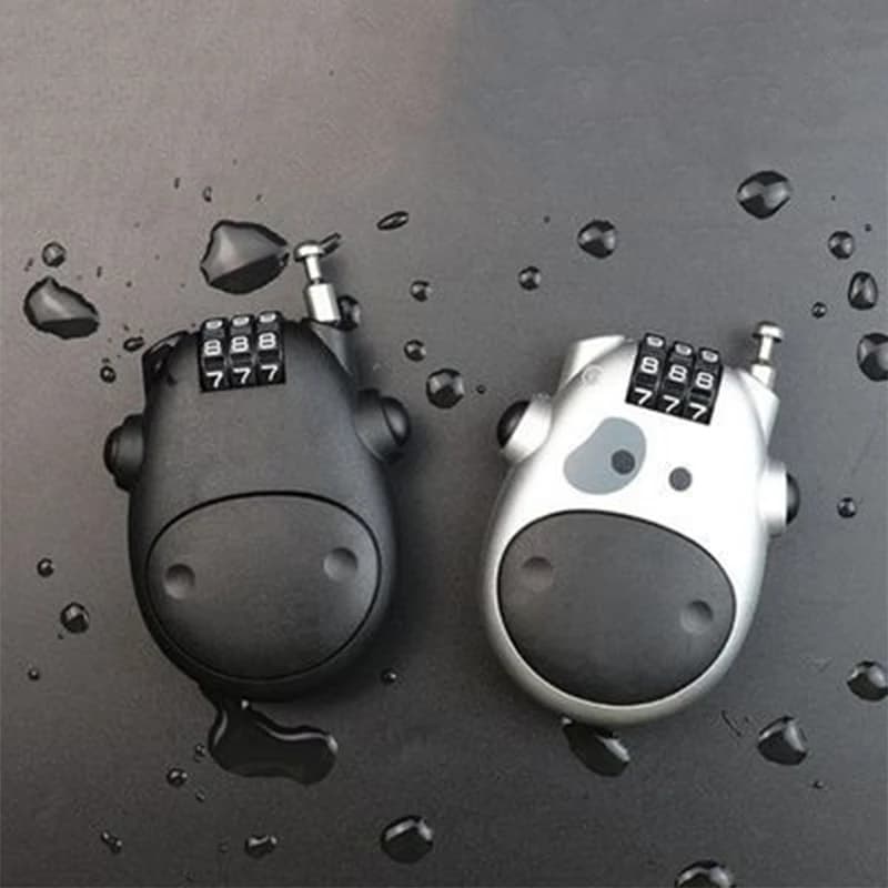 Steel telescopic cable lock for bicycle lock for motorcycle helmet lock Password block code cow cartoon