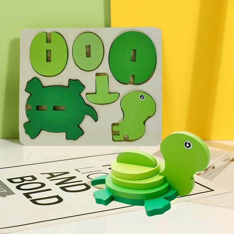 Giocattoli educativi per l'educazione della prima infanzia 3D animale tridimensionale tartaruga puzzle blocchi di costruzione bambini giocattoli fatti a mano fai da te